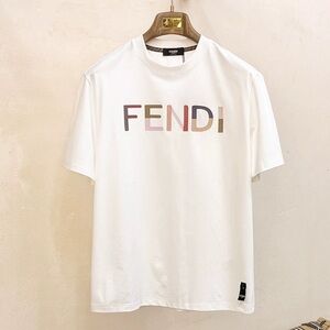 Fendi Rainbow Logo Patch White Short-Sleeve Shirt